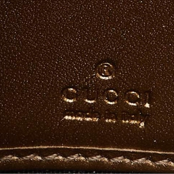 GUCCI Bronze Guccissima Patent Leather Zip Around Wallet - Picture 9 of 10